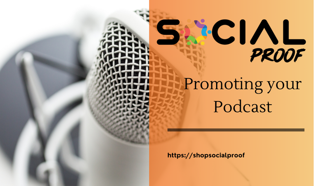 Promoting a podcast on social media platforms, a key strategy in audience building. Social Proof Podcast