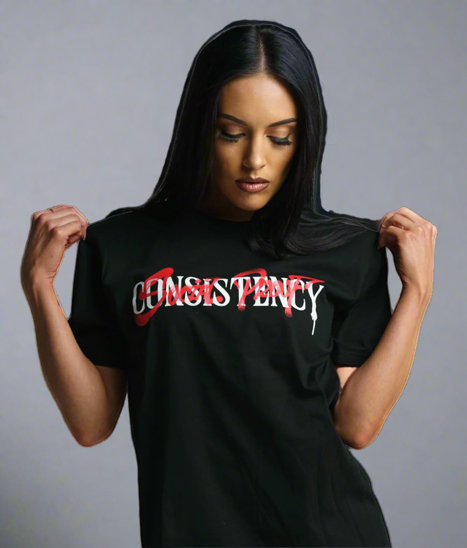 Detailed Fabric View of Consistency Black T-Shirt
