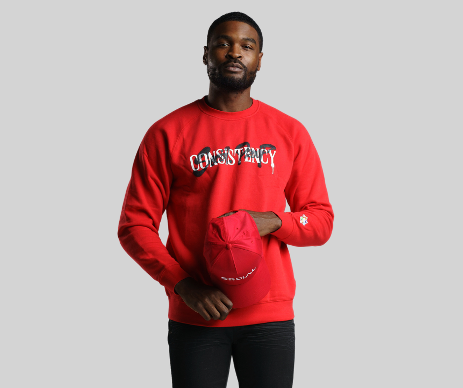 Man wearing Consistency Sweatshirt Red